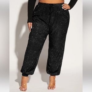 Black Drawstring Waist Glitter Pants. SHEIN. Size: 2XL(16). New with Tags.